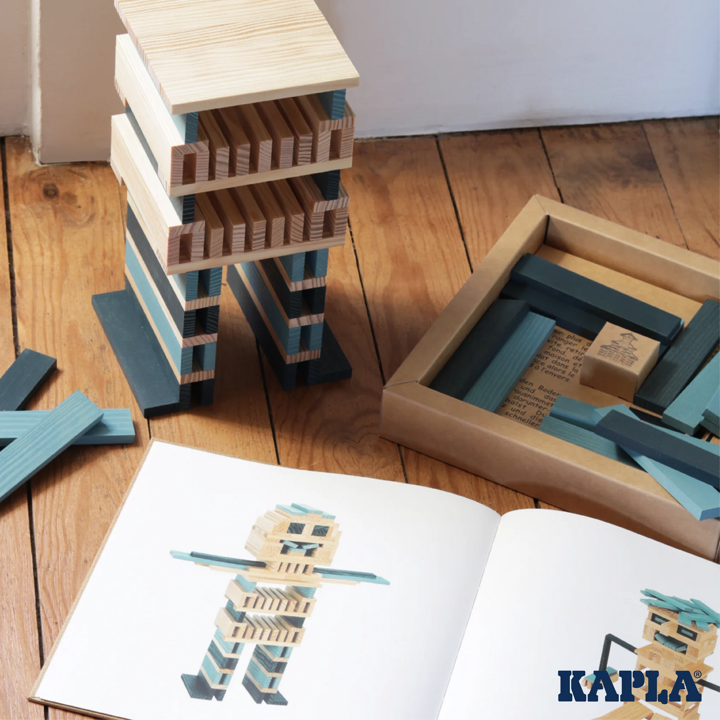 Kapla - Book and Colours (Light Blue/Dark Blue)