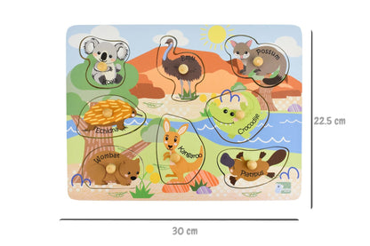 2 IN 1 AUSSIE ANIMALS AND THEIR BABIES PEG PUZZLE