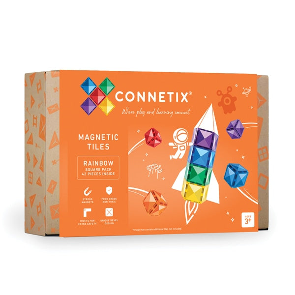 42 Piece Rainbow Square Pack - Connetix Tiles