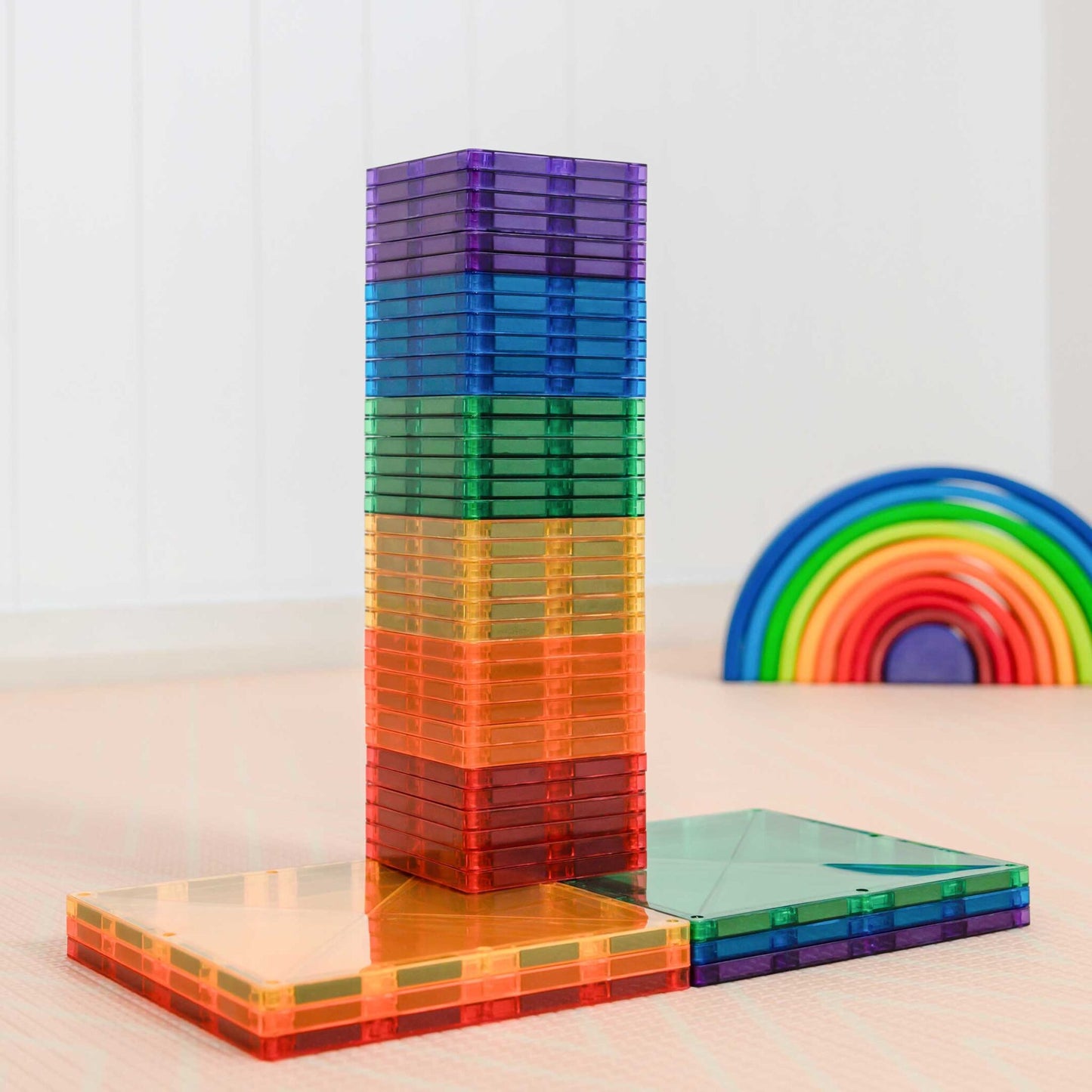 42 Piece Rainbow Square Pack - Connetix Tiles