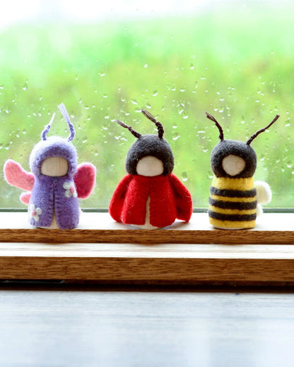 Bugs Peg Doll Set - Bee, Ladybug and Butterfly