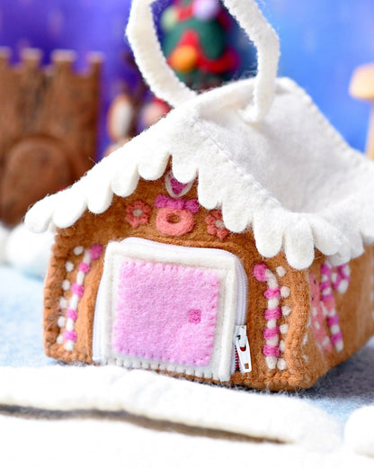 Felt Gingerbread House - Blue and Pink