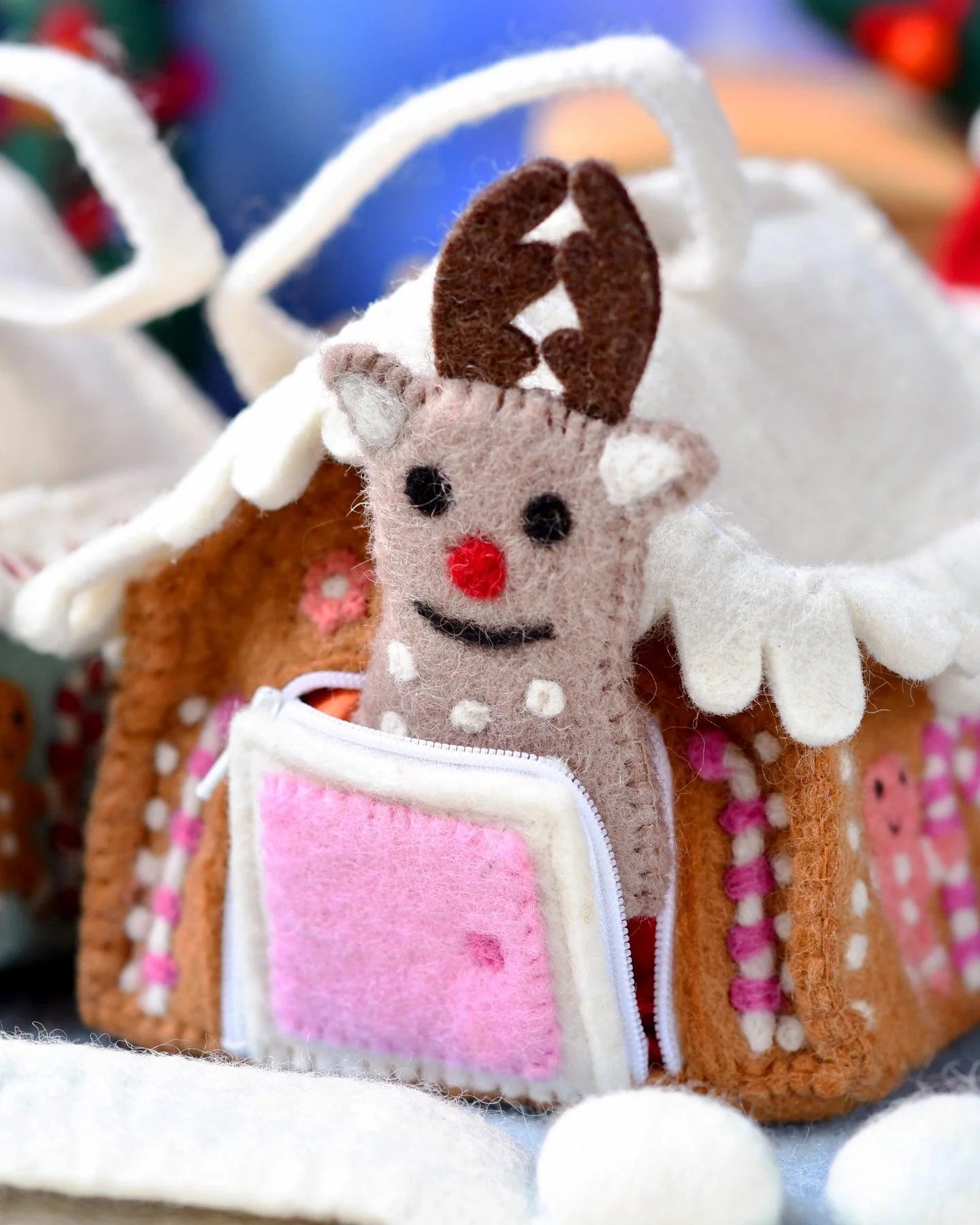 Felt Gingerbread House - Blue and Pink