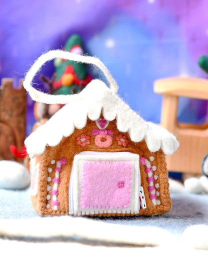 Felt Gingerbread House - Blue and Pink