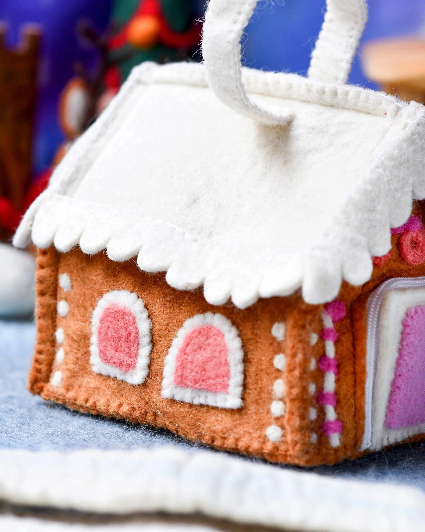 Felt Gingerbread House - Blue and Pink