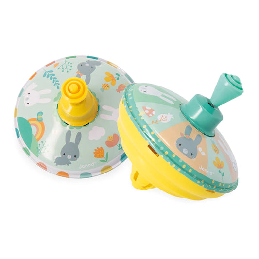 Rabbits Spinning Top - Yellow and Aqua