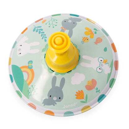 Rabbits Spinning Top - Yellow and Aqua