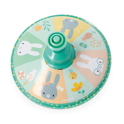 Rabbits Spinning Top - Yellow and Aqua