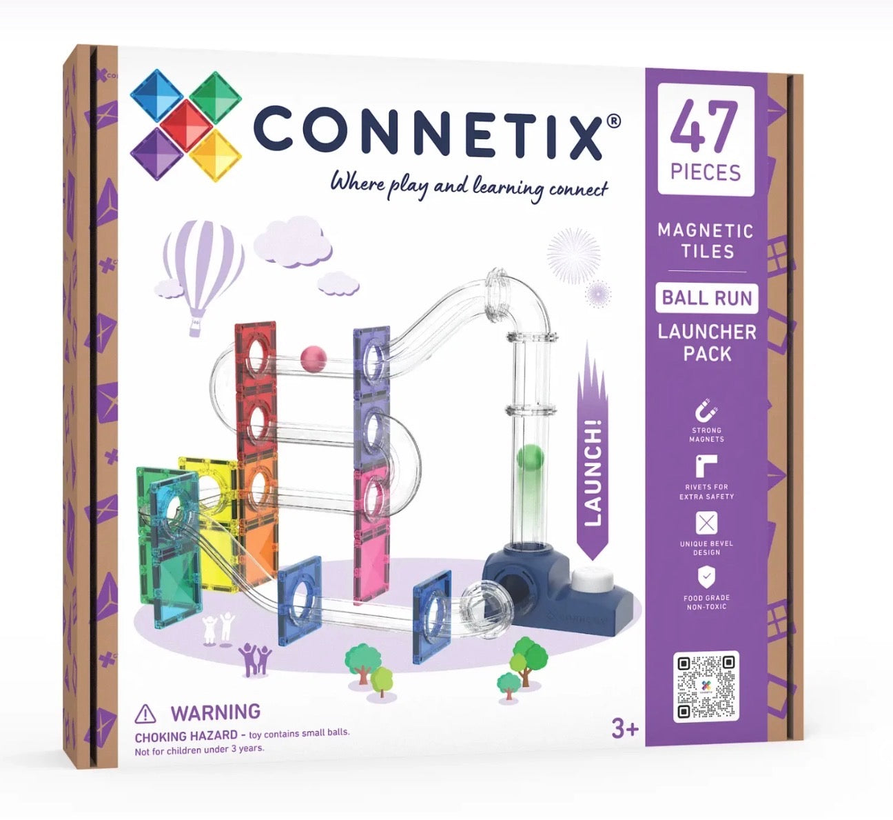 47 pc Ball Run Launcher Pack - Connetix Tiles