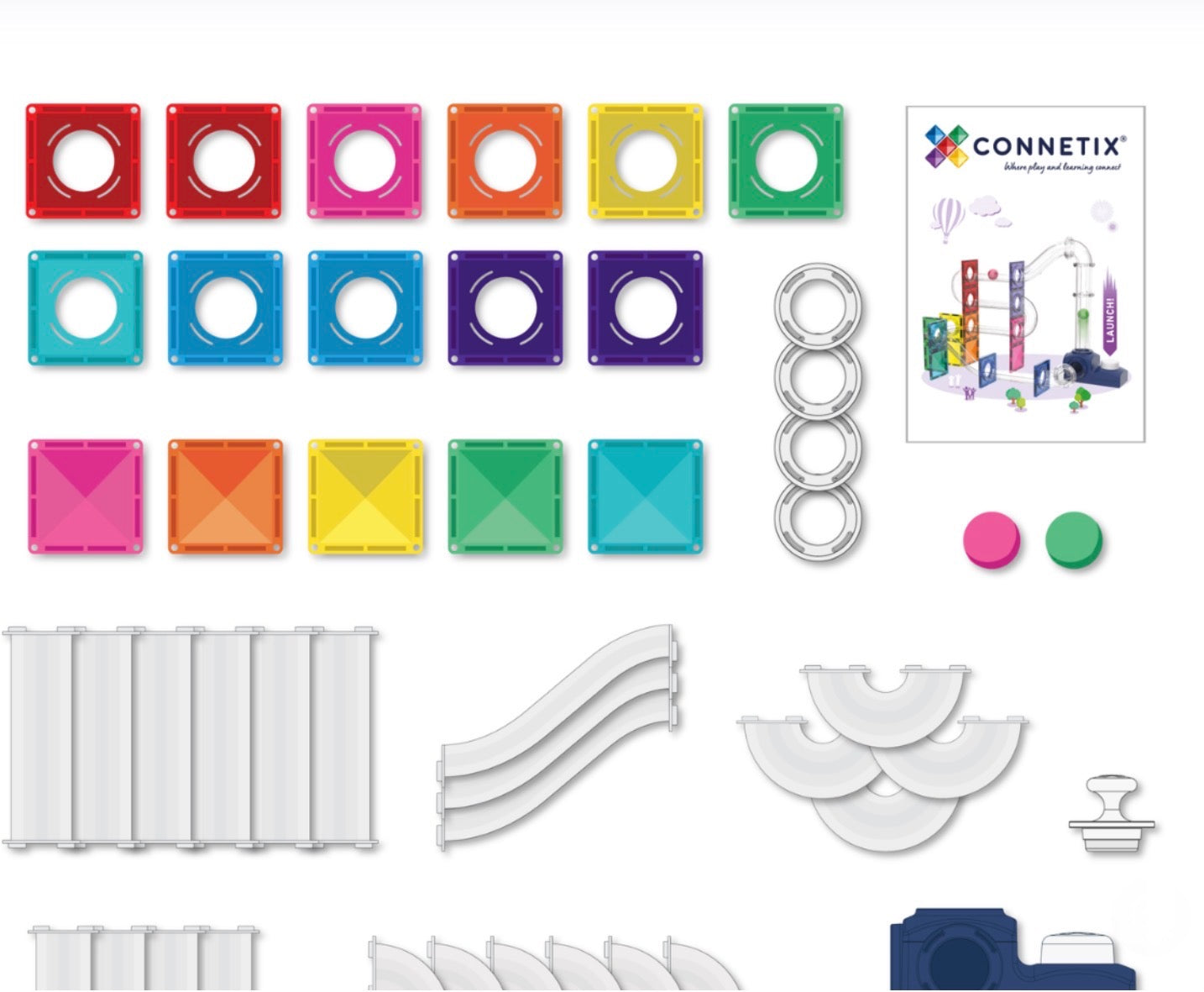 47 pc Ball Run Launcher Pack - Connetix Tiles
