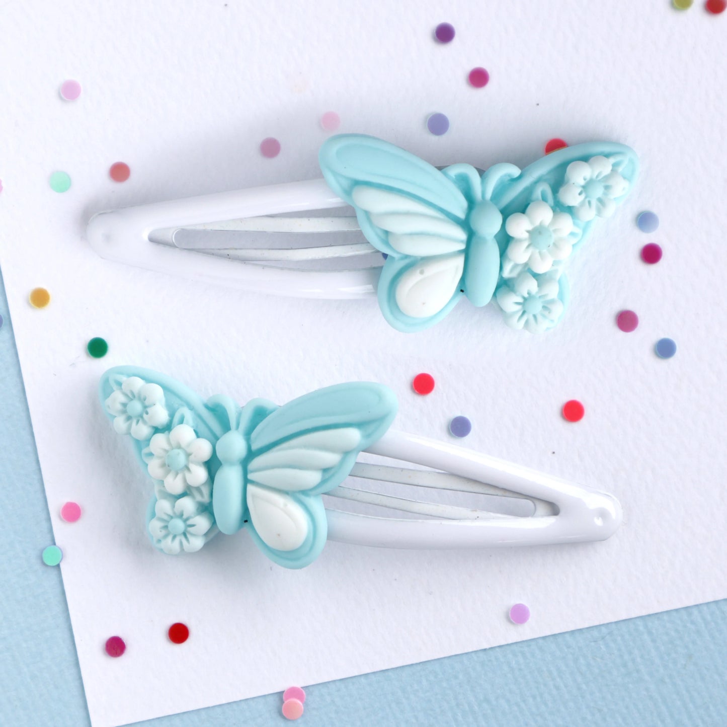 Mint Blue Butterfly Hair Clips