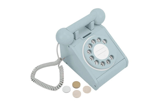 Wooden Rotary Telephone - Aqua Green