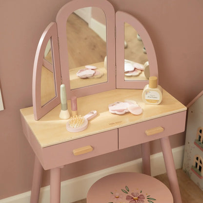 Large Wooden Dressing Table with Mirror