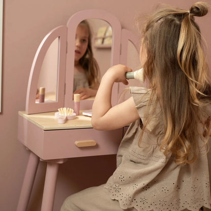 Large Wooden Dressing Table with Mirror