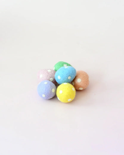 Felt Polka Dot Eggs - Set of 6