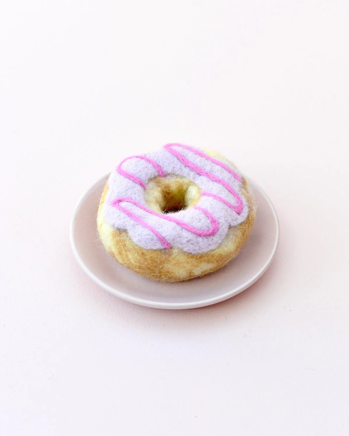 Felt Doughnut with Pastel Frosting and Pink Drizzle