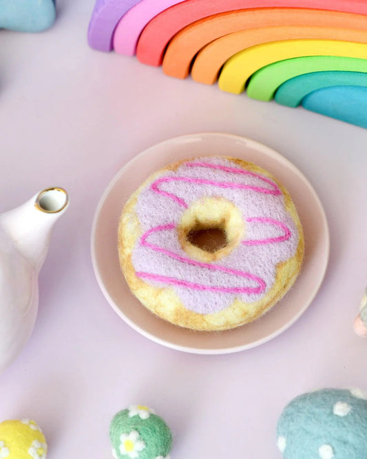 Felt Doughnut with Pastel Frosting and Pink Drizzle
