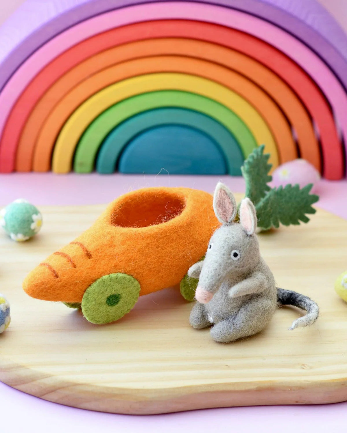 Felt Bilby with Carrot Car Toy