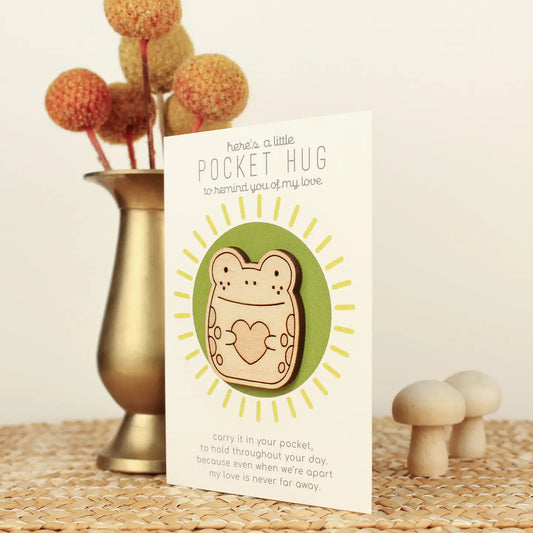 Wooden Pocket Hug - Frog | Thinking of You Gift