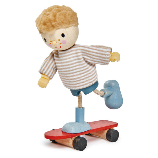 Wooden Doll -Edward with his Skateboard