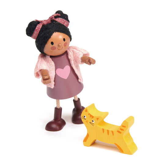 Wooden Doll - Ayana & Her Cat