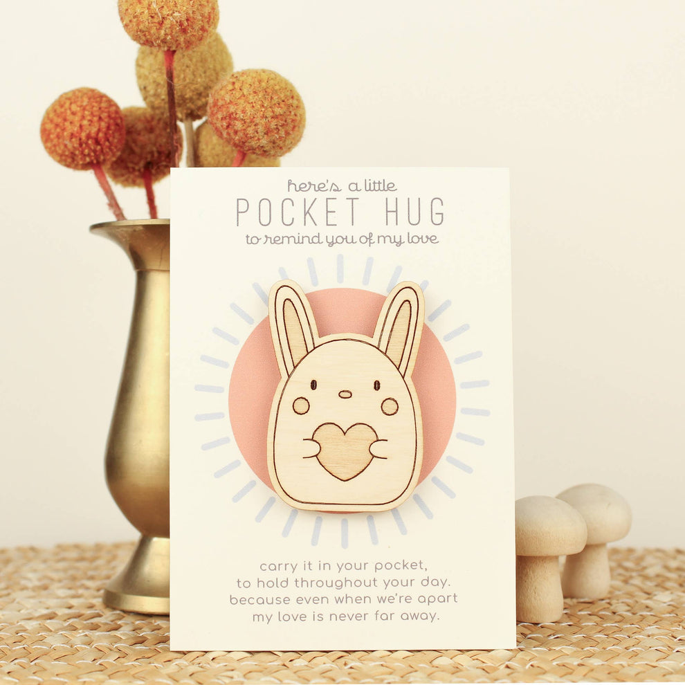 Wooden Pocket Hug - Rabbit | Thinking of You Gift – My Small World ...