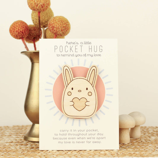 Wooden Pocket Hug - Rabbit | Thinking of You Gift