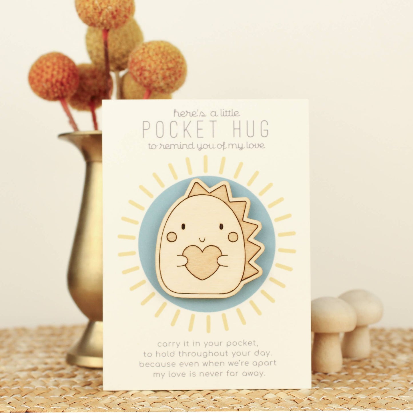 Wooden Pocket Hug - Dinosaur | Thinking of You Gift