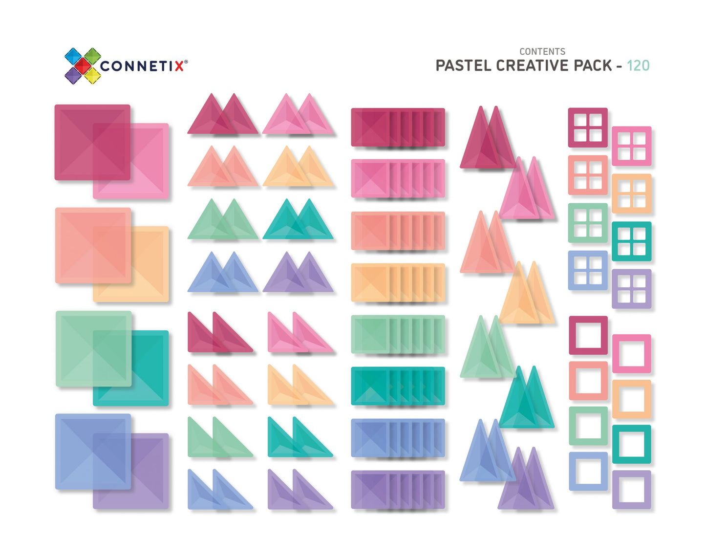 120 Piece Pastel Creative Pack - Connetix Tiles