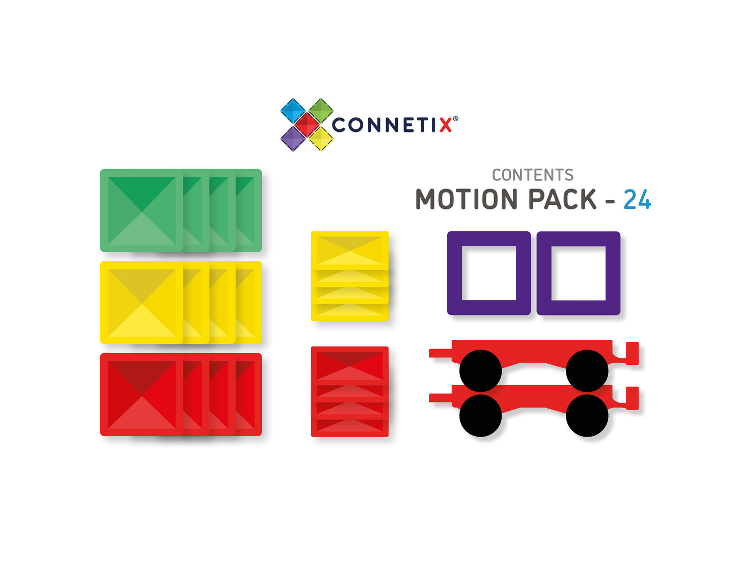 24 Piece Rainbow Motion Pack - Connetix Tiles