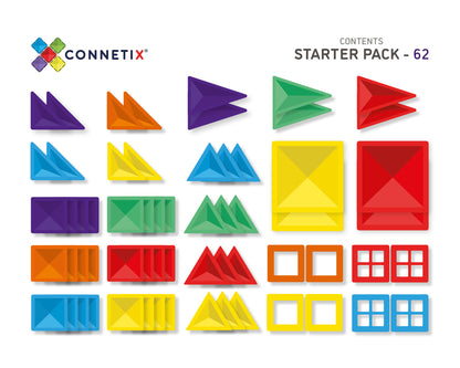 60 Piece Rainbow Starter Pack - Connetix Tiles