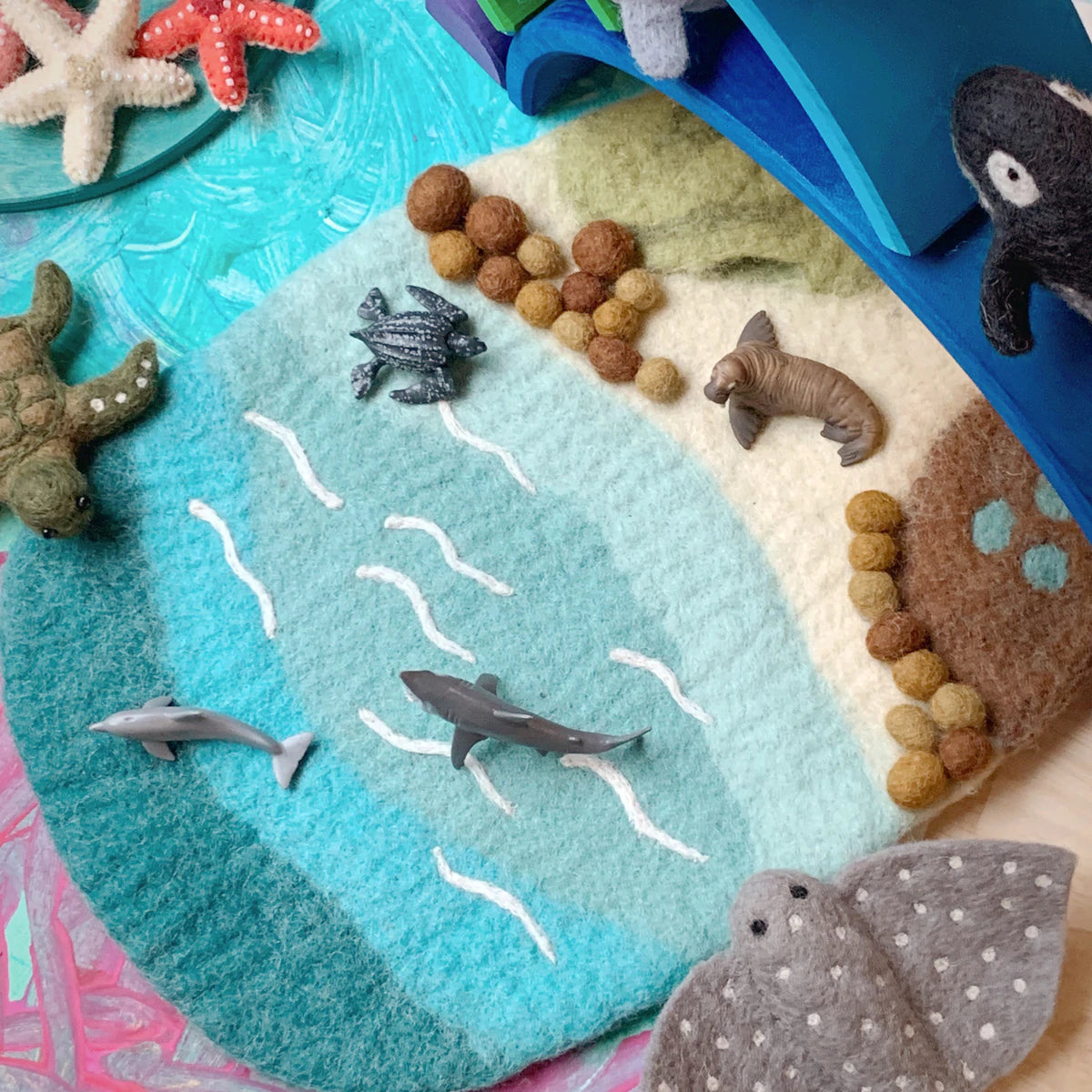 Sea, Beach and Rockpool Felt Playscape - Small