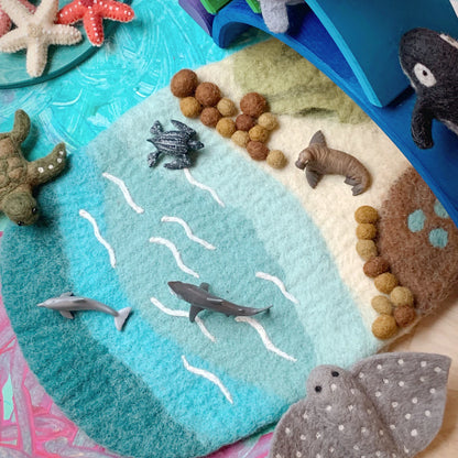 Sea, Beach and Rockpool Felt Playscape - Small