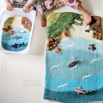 Sea, Beach and Rockpool Felt Playscape - Small