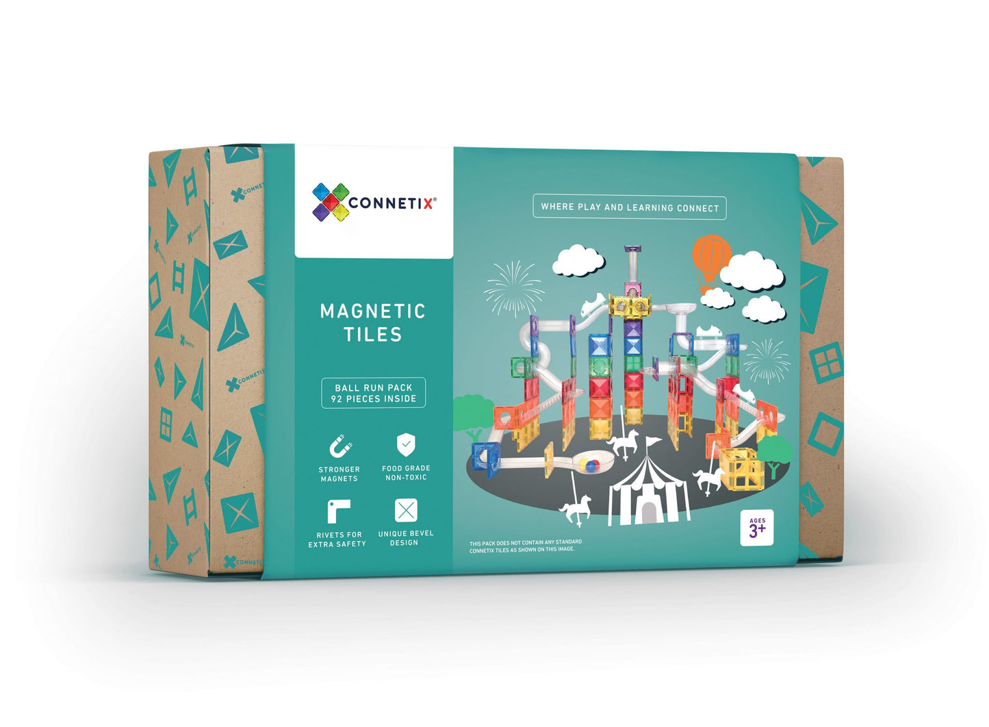 92 Piece Ball Rainbow Run Pack - Connetix Tiles