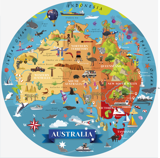 Australia Travel, Learn and Explore Puzzle and Book Set