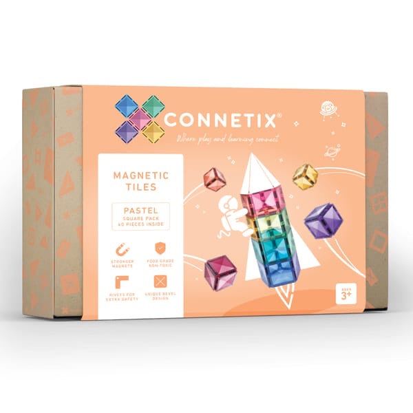 40 Piece Pastel Square Pack - Connetix Tiles