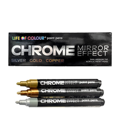 Chrome Mirror Effect Acrylic Paint Pens 3mm Medium Tip