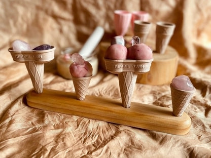 Wooden Ice-cream Cone Holder - 4 Hole BeadieBug