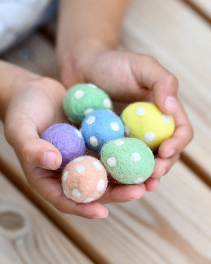 Felt Polka Dot Eggs - Set of 6