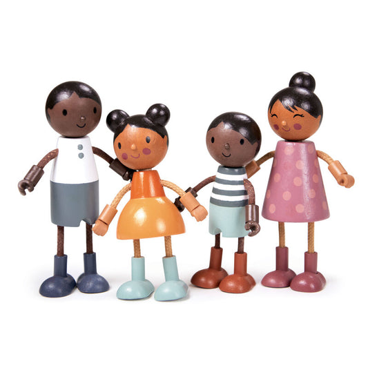 Wooden Doll Family with Flexible Arms and Legs - Hummingbird