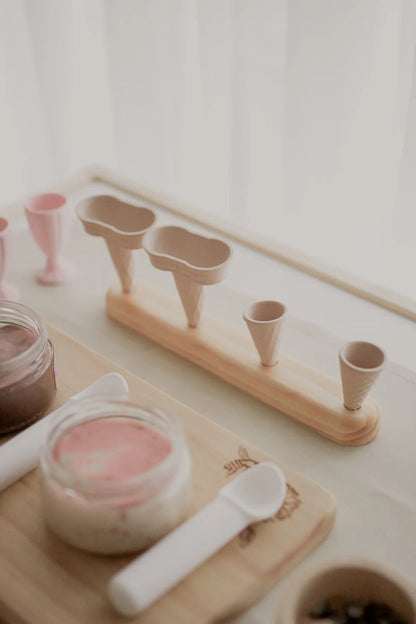 Wooden Ice-cream Cone Holder - 4 Hole BeadieBug