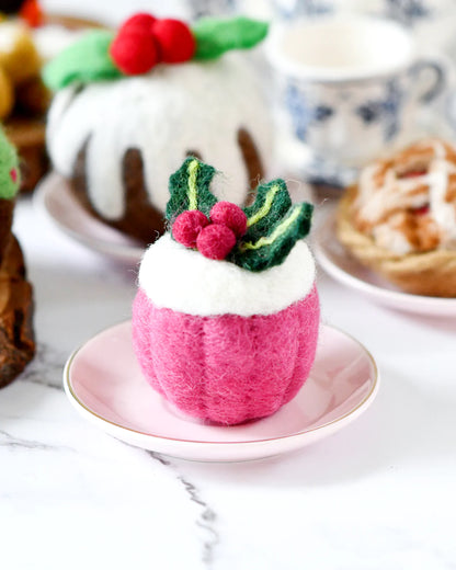 Felt Cupcake - Holly Berry