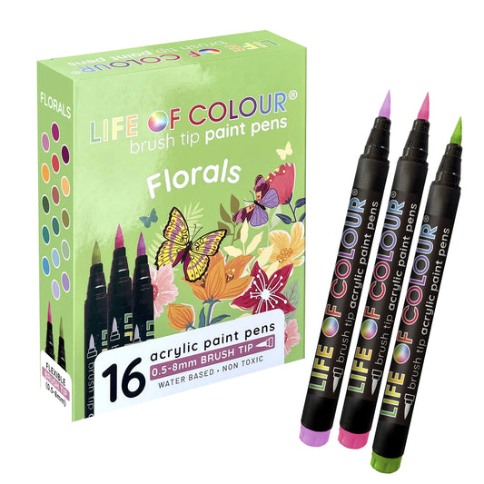 Floral Colours Acrylic Paint Pens Brush Tip