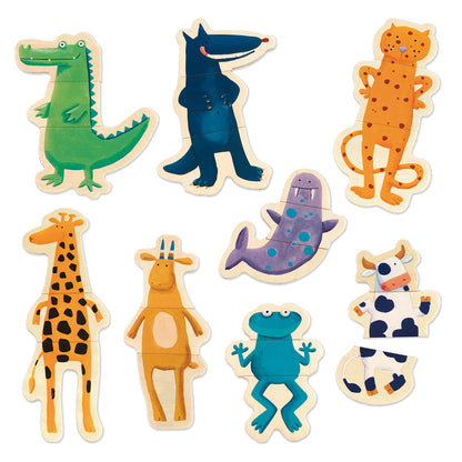 Wooden Magnetic Crazy animals set Puzzle