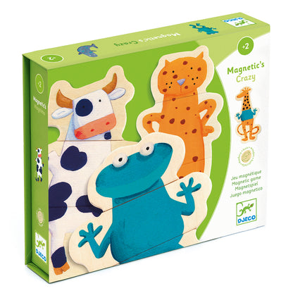 Wooden Magnetic Crazy animals set Puzzle